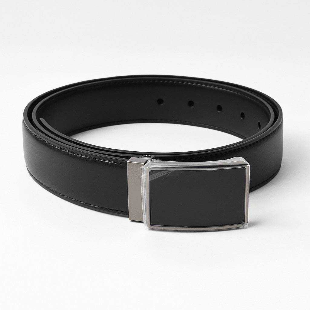 Men’s Black Leather Fellini Carlo Fellini Ratchet Belt w/ Silver Buckle – L36”-40” | Prime Cove