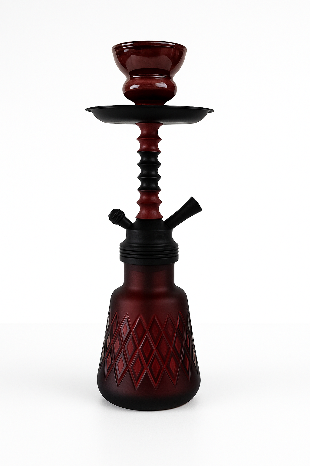 Handcrafted Diamond Pattern Hookah – Red & Black Glass Shisha