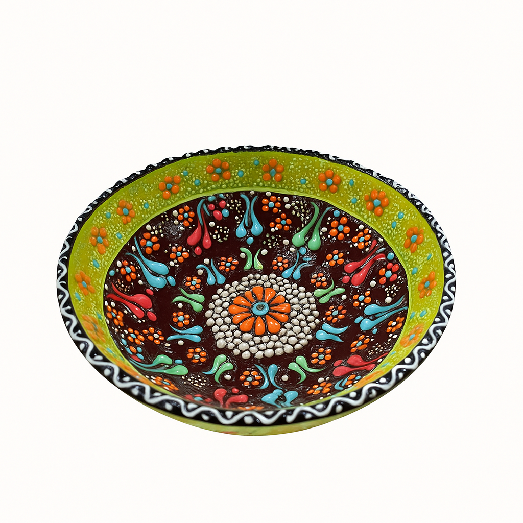 Hand-Painted Ceramic Decorative Bowl – Multicolor Floral Design
