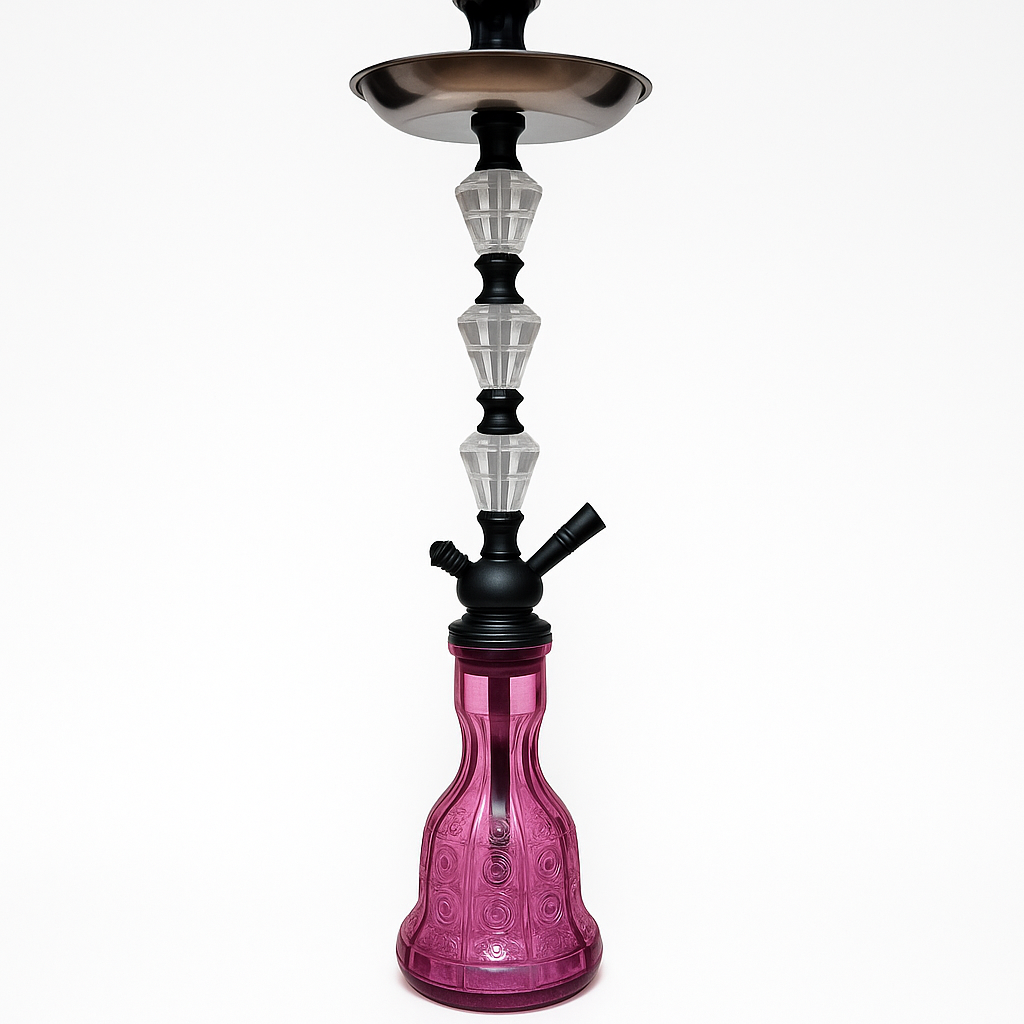 Elegant Tall Pink Glass Hookah