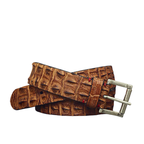 Fausto Colato Crocodile Leather Belt – Special Width 4.5cm, Cognac