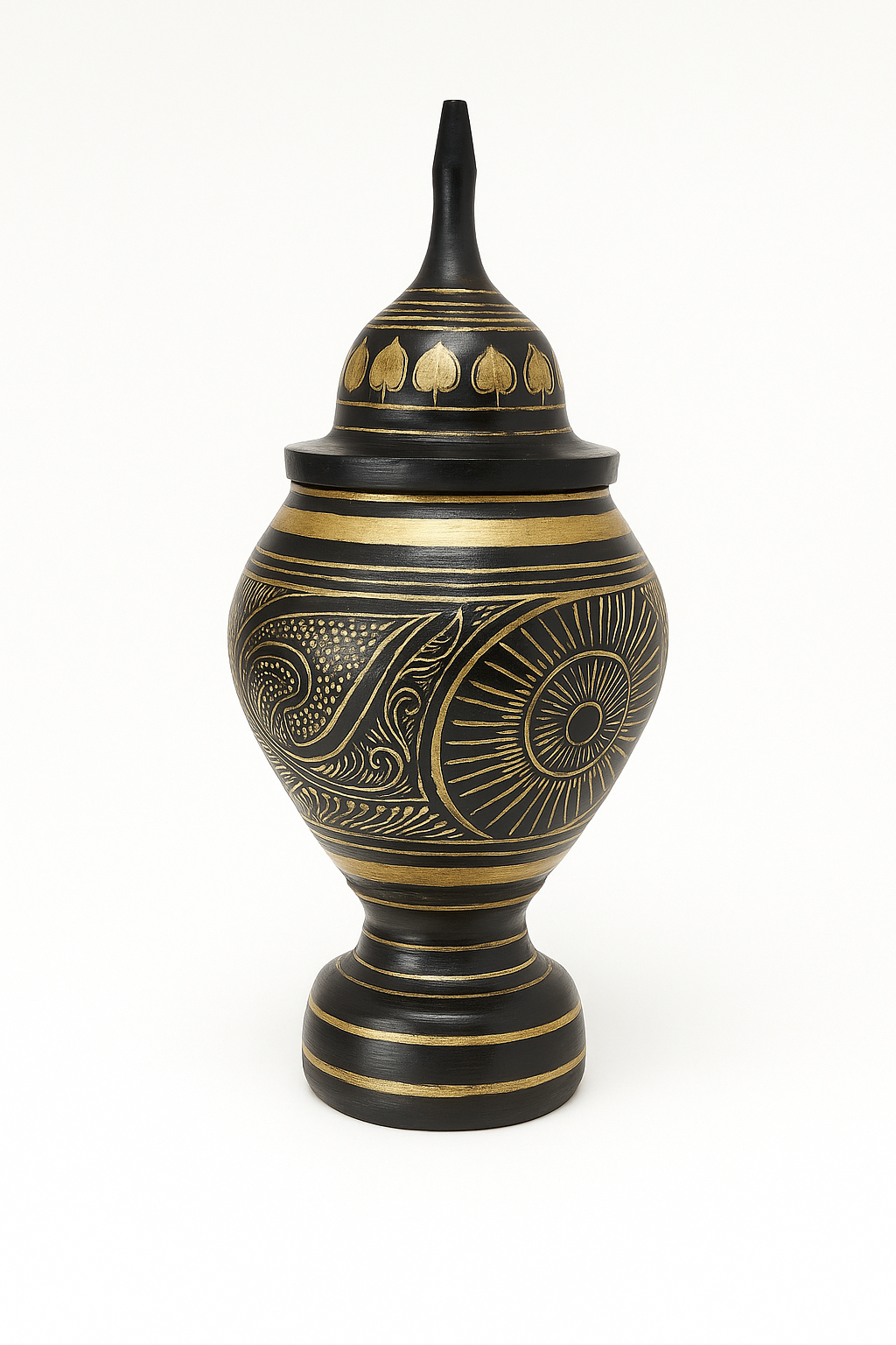 Handcrafted Black & Gold Decorative Jar