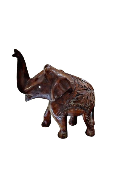Elephant statue wood carving 15 cm