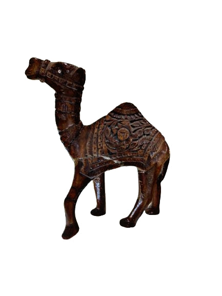 Vintage Hand-Carved Wooden Camel Sculpture – 13" Large Figurine