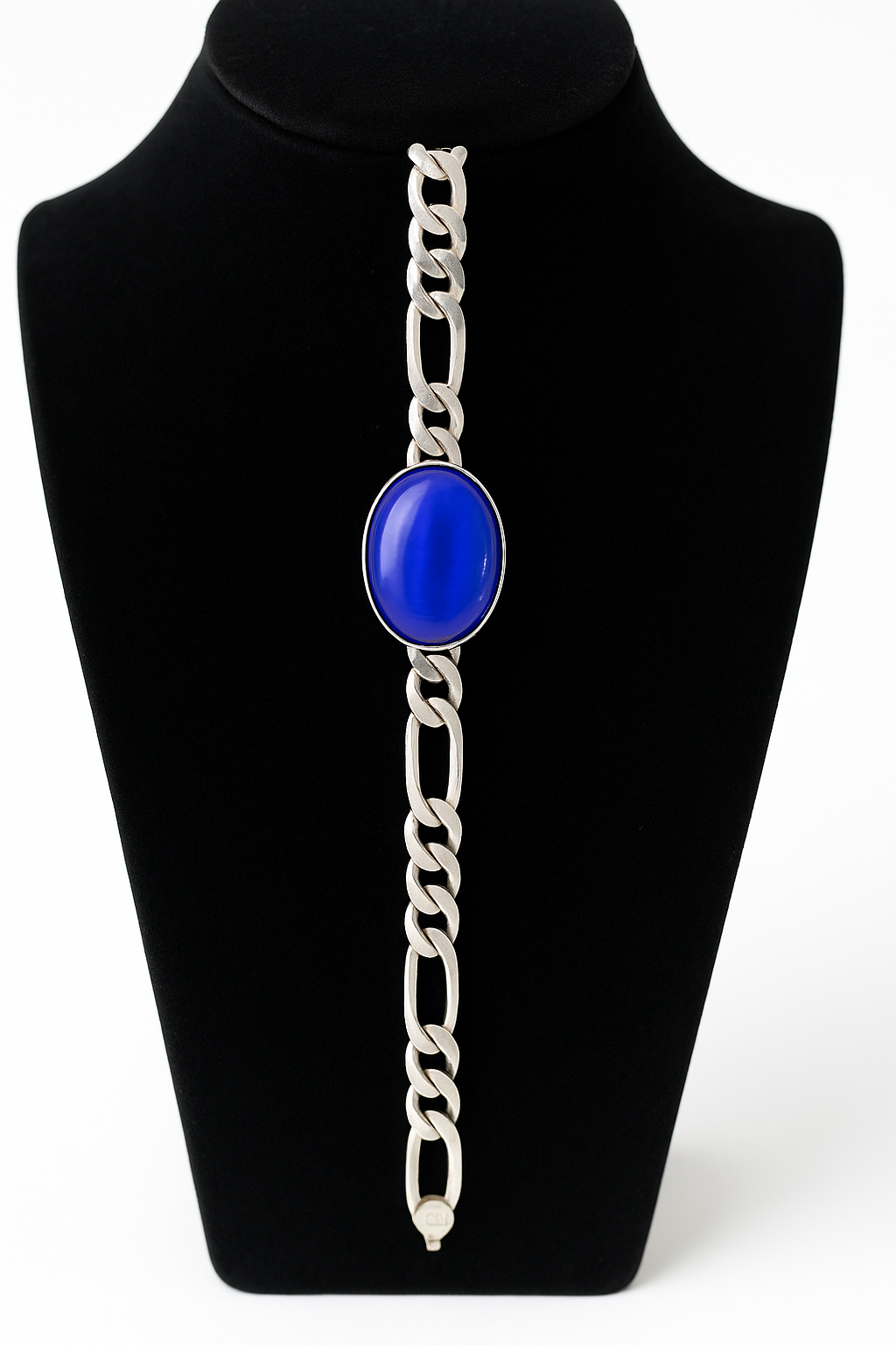 Sterling Silver Bracelet with Natural Topaz Stone – 37g